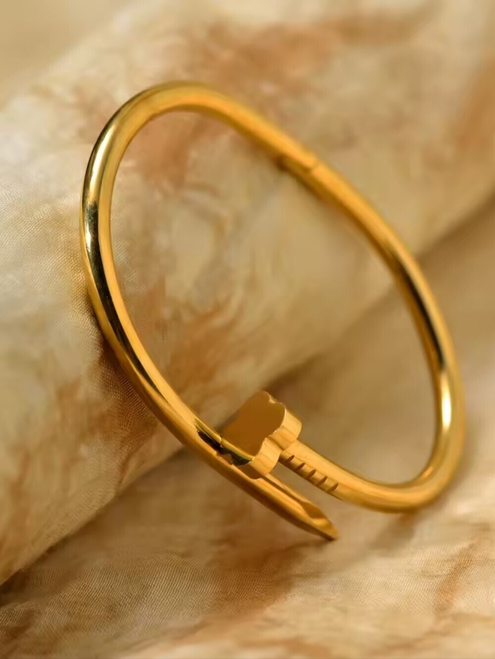 Gold Nail-Style Bangle Bracelet - Picture 5 of 8